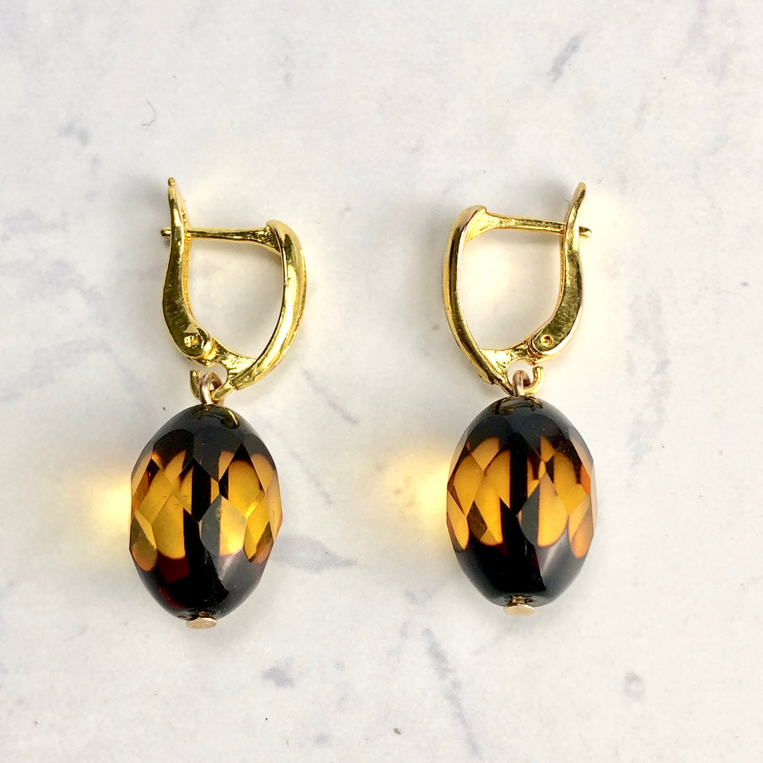 琥珀ピアス(バルティックアンバー):E-1