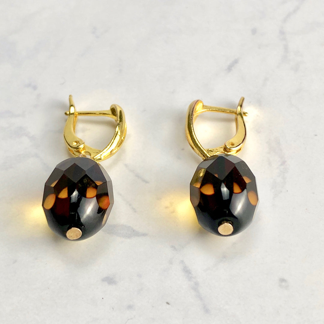 琥珀ピアス(バルティックアンバー):E-1