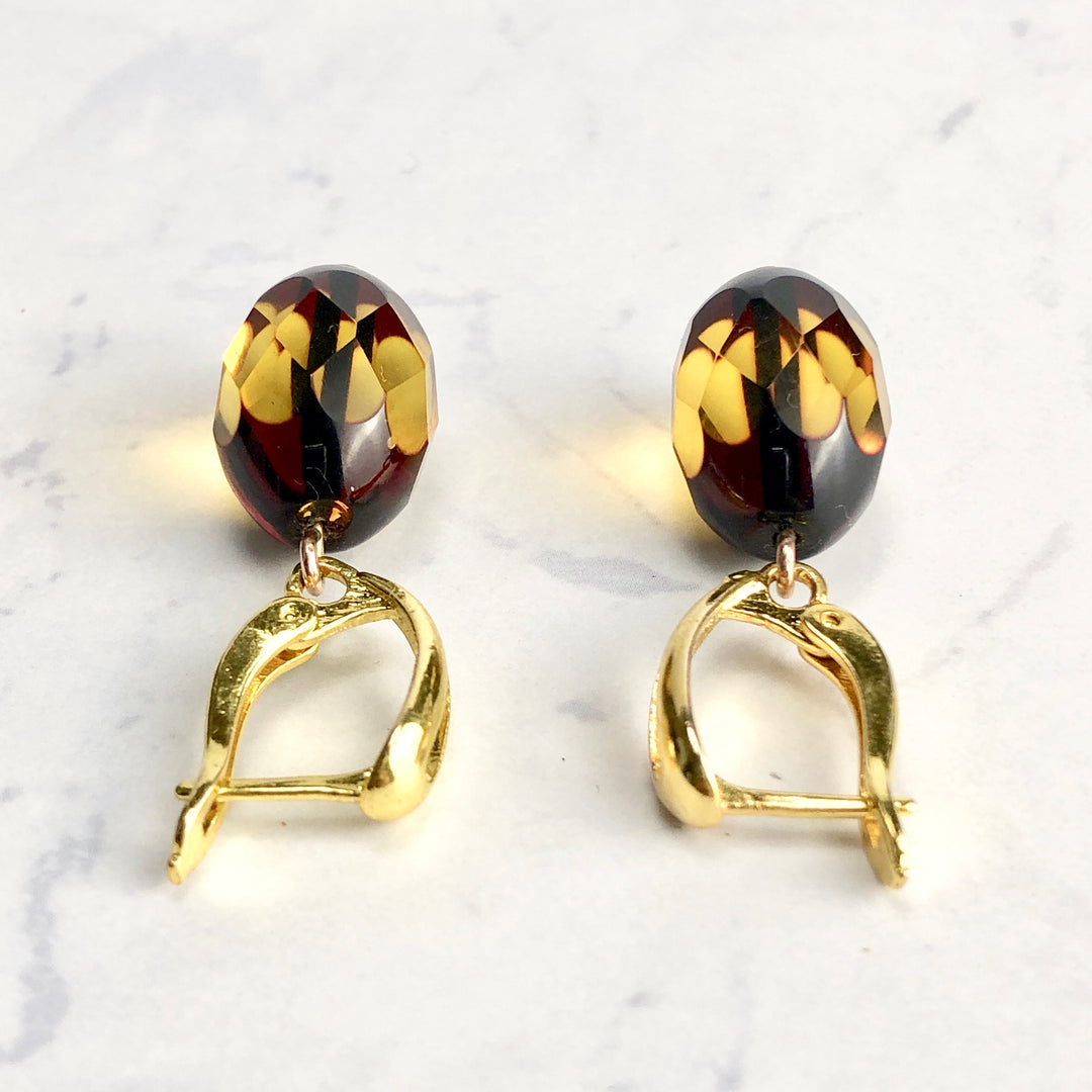 琥珀ピアス(バルティックアンバー):E-1