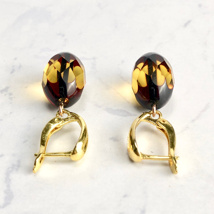 琥珀ピアス(バルティックアンバー):E-1