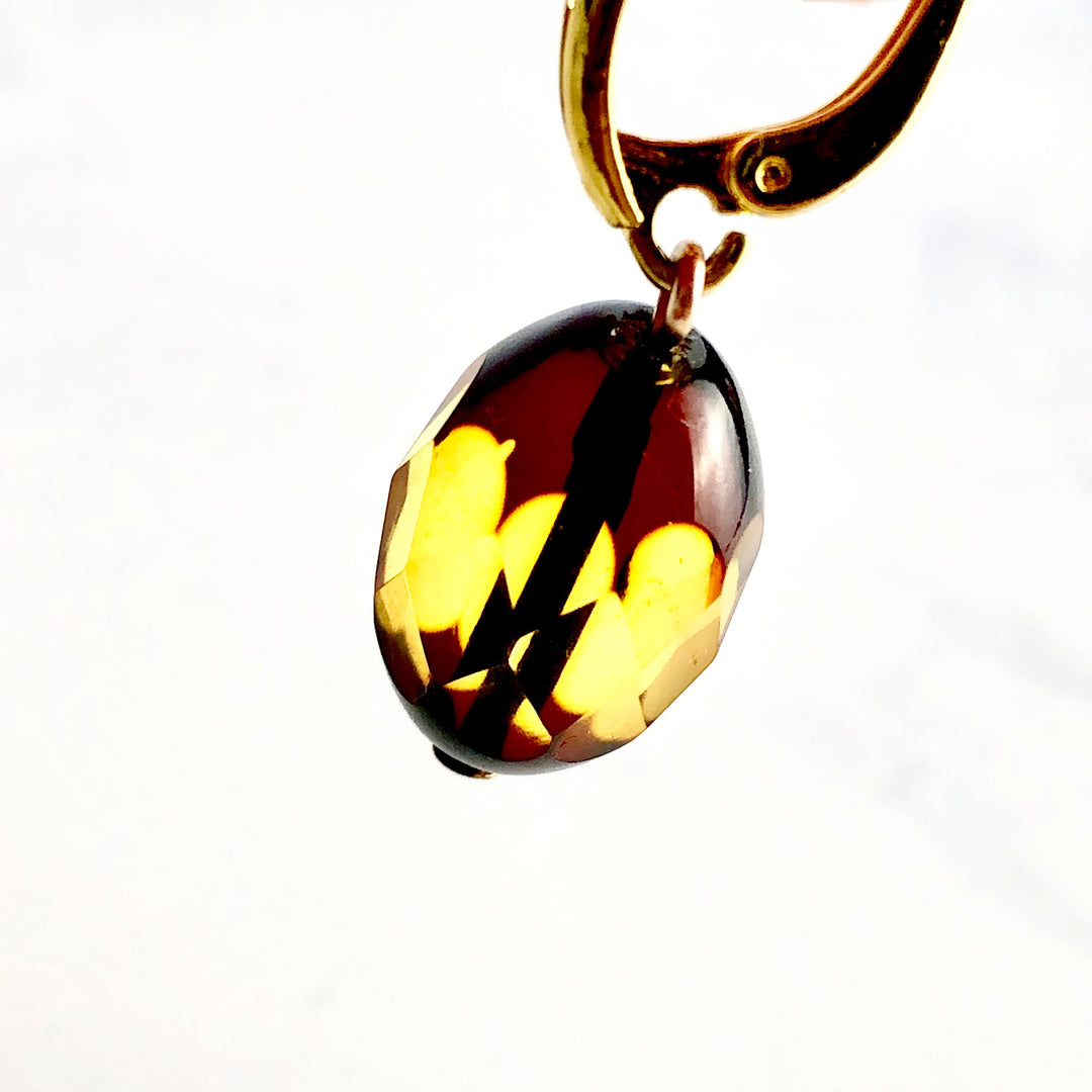 琥珀ピアス(バルティックアンバー):E-1