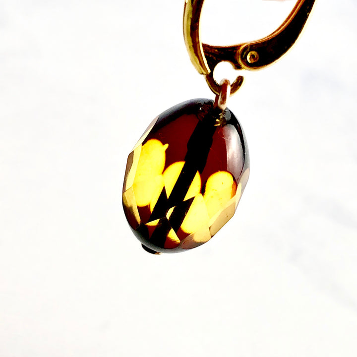 琥珀ピアス(バルティックアンバー):E-1