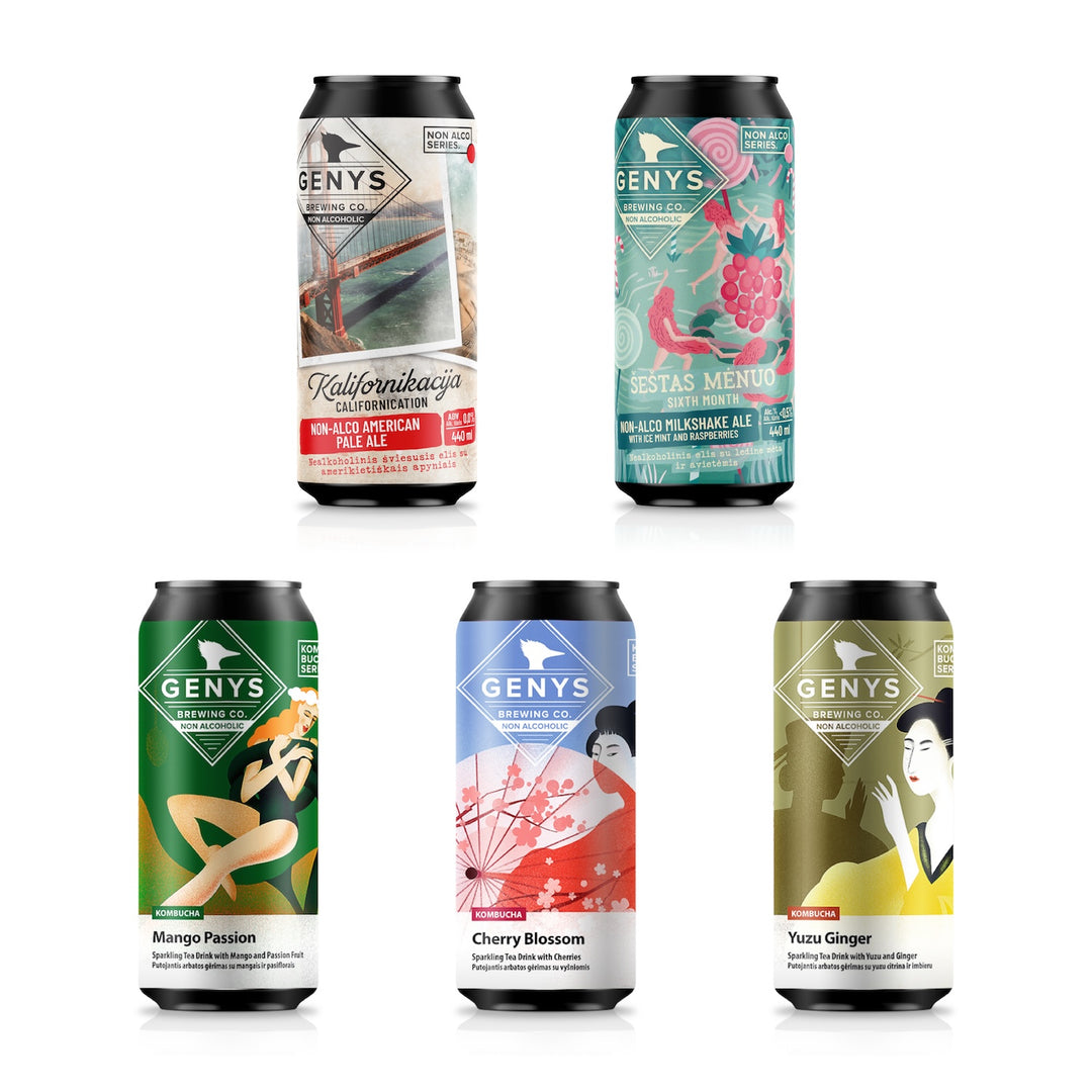 【有償サンプル】GENYS微アルコールビール＆コンブチャ 5本セット