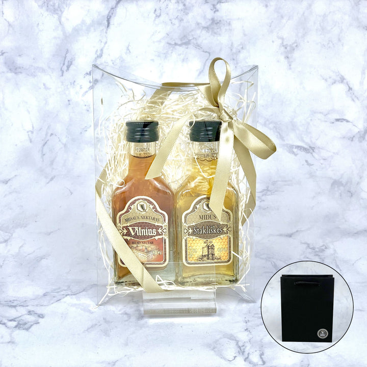 Set of 2 miniature bottles of mead and mead nectar (12%&25%)