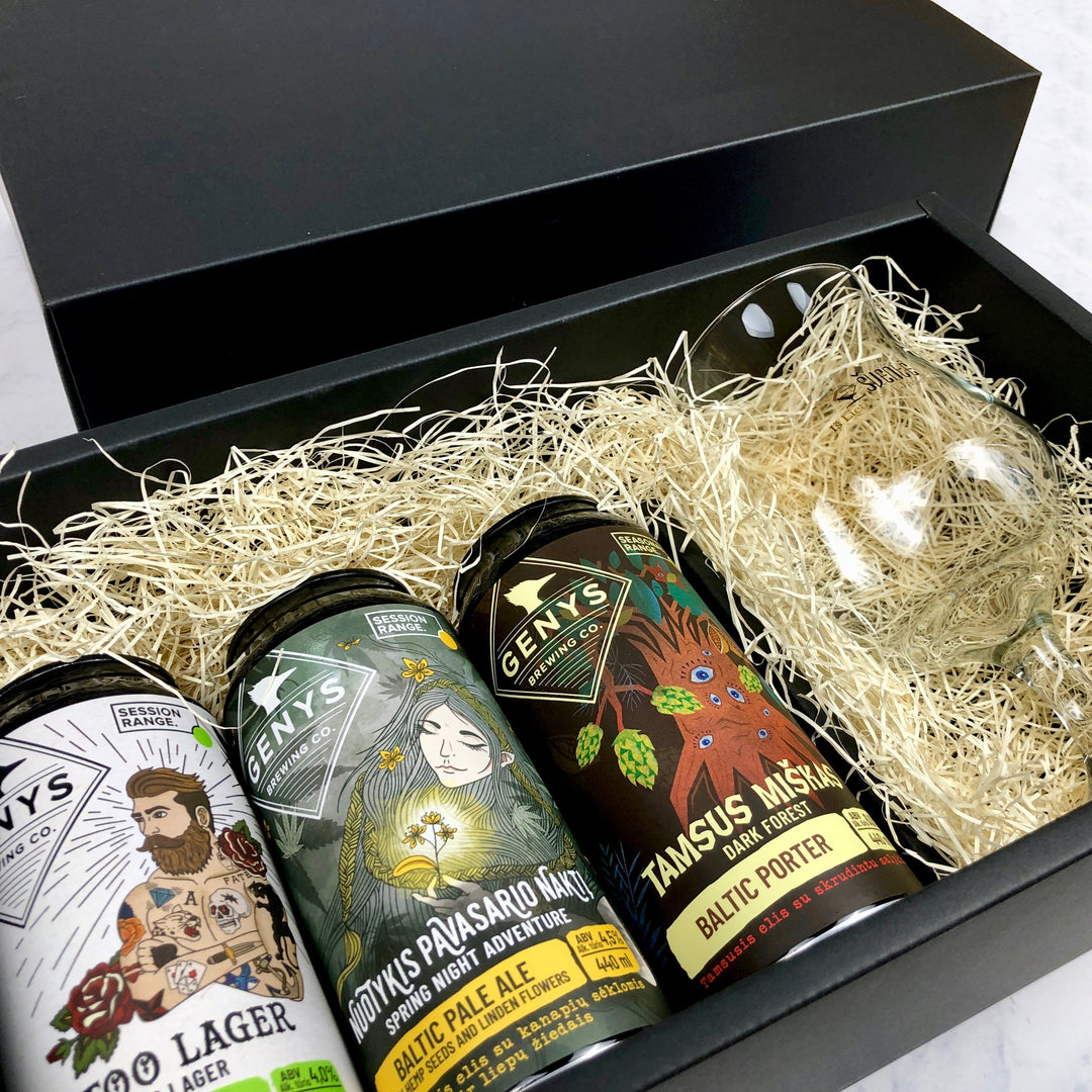 Gift: Genys Brewing Craft Beer Selection 3-Can & Branded Goblet Box Set - ギフト：ゲニスブルーイング「クラフトビールセレクション」３本＆ロゴ入りゴブレットギフトセット