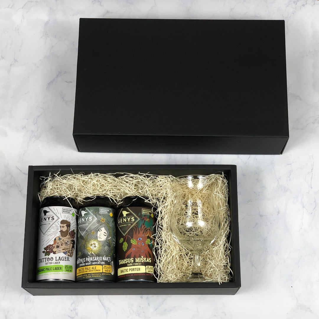 Gift: Genys Brewing Craft Beer Selection 3-Can & Branded Goblet Box Set - ギフト：ゲニスブルーイング「クラフトビールセレクション」３本＆ロゴ入りゴブレットギフトセット