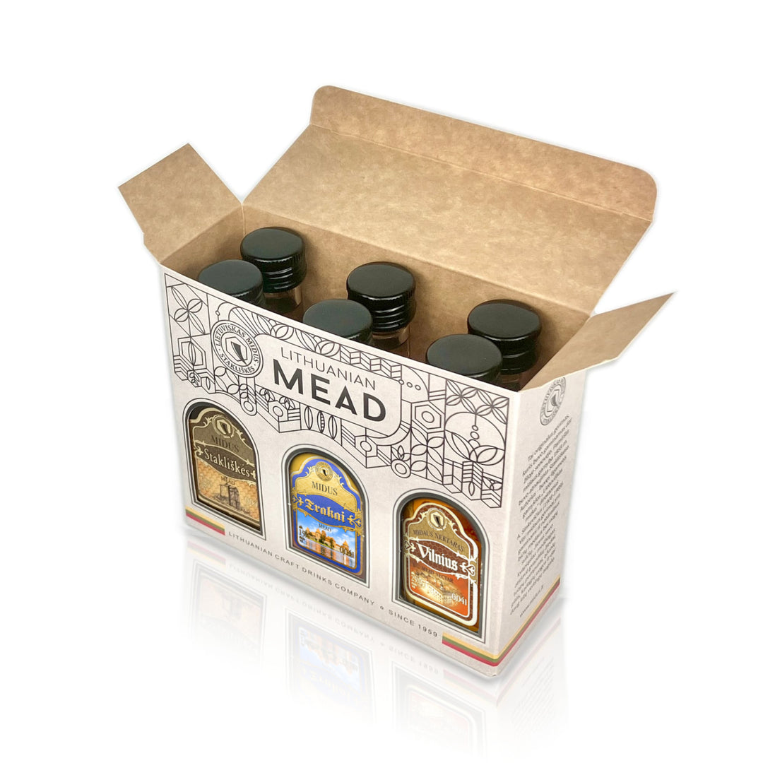 Gift Boxed Miniature Bottle Set: Mead 12% / 15% & Mead Nectar 25% (6 Bottles) - ミード12%/15%＆ミードネクター25% ミニチュアボトル６本 ギフトボックスセット