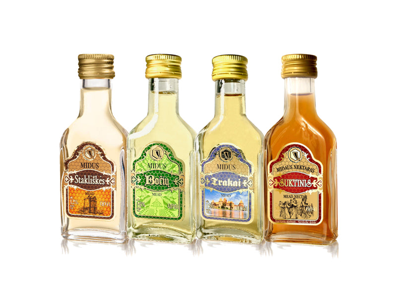 Set of 4 mead miniature bottles