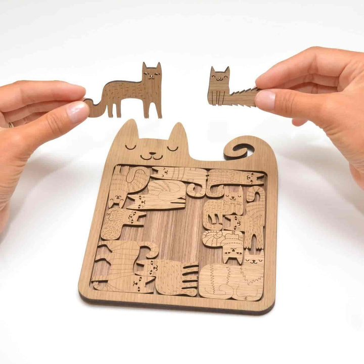 Etno Design Wooden TWO-WAY Puzzle "HAPPY CATS"