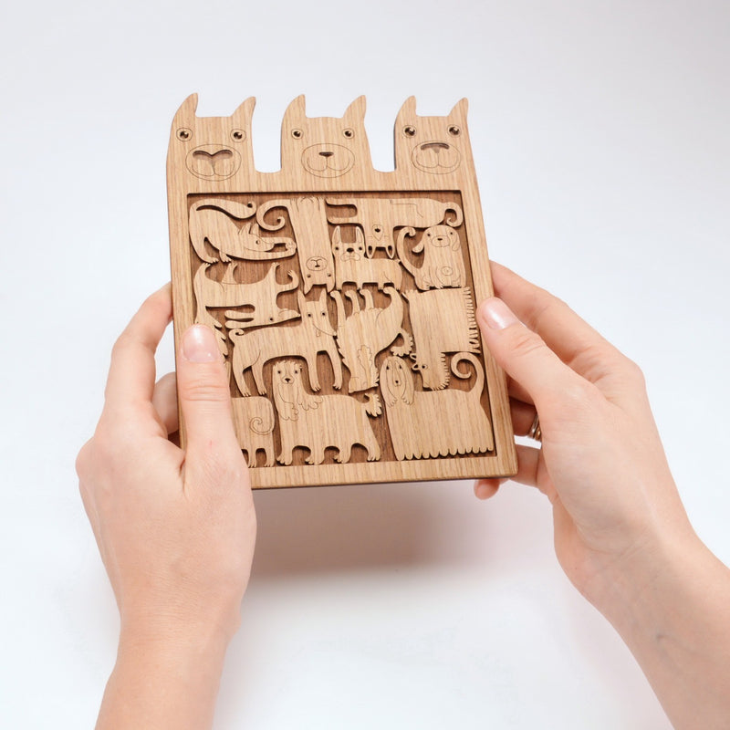 Etno Design wooden TWO-WAY puzzle "LOVING DOGS"