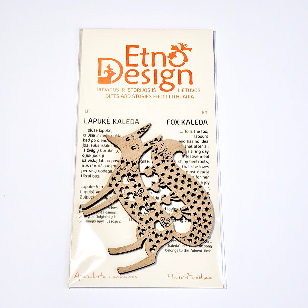 Etno Design wooden ornament "FOX WITH BEETROOTS KALEDA"
