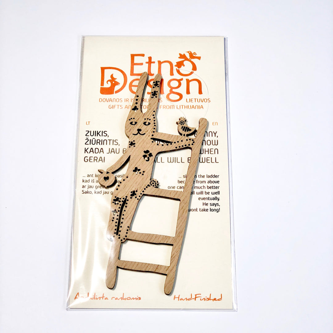 Etno Design Wooden Ornament "BUNNY, WISHING TO KNOW WHEN ALL WILL BE WELL"