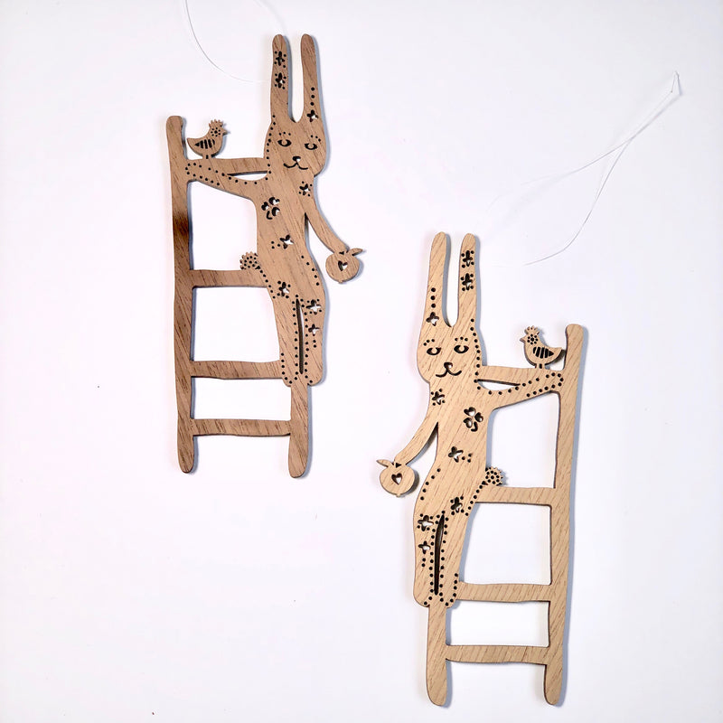 Etno Design Wooden Ornament "BUNNY, WISHING TO KNOW WHEN ALL WILL BE WELL"
