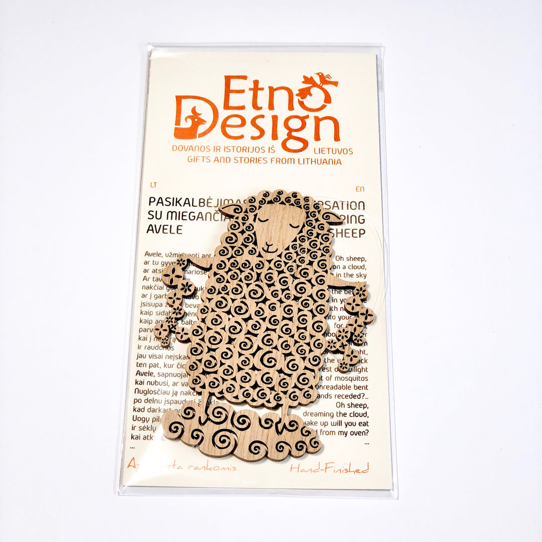 Etno Design wooden ornament "CONVERSATION WITH A SLEEPING SHEEP"