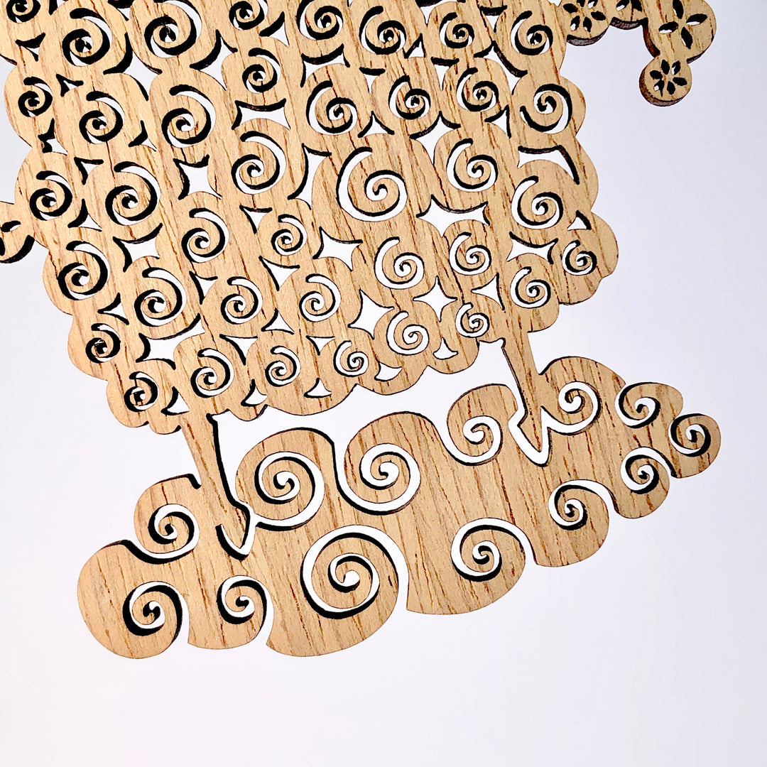 Etno Design wooden ornament "CONVERSATION WITH A SLEEPING SHEEP"